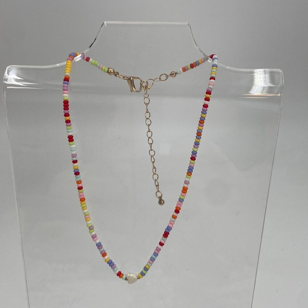 Handmade rainbow heart choker necklace